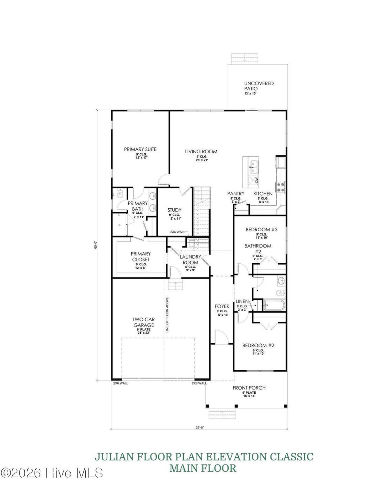 2D floor plan layout of this home in East Lake, Leland, NC (Image 2).