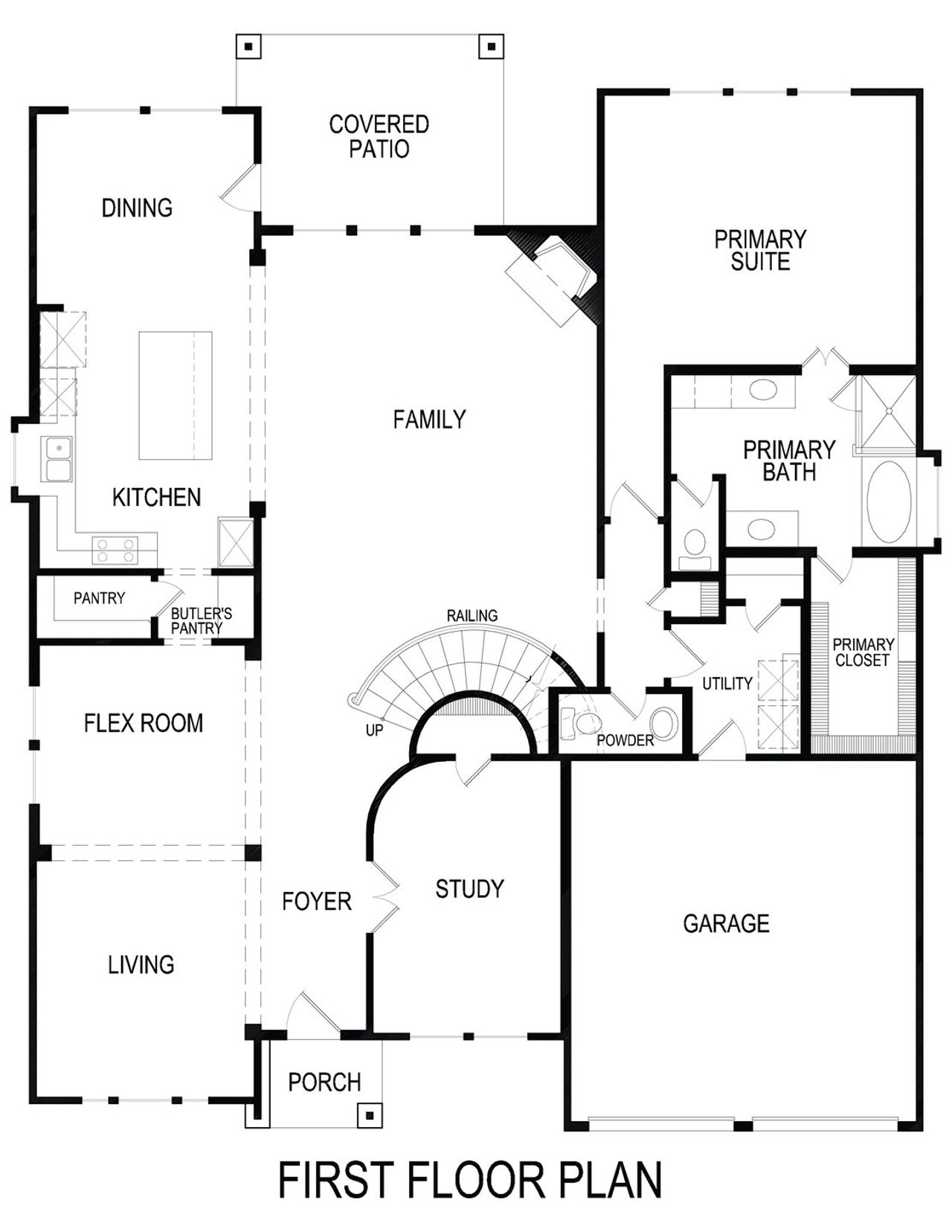 2D floor plan layout of this home in Cambridge Estates, Prosper, TX (Image 2).