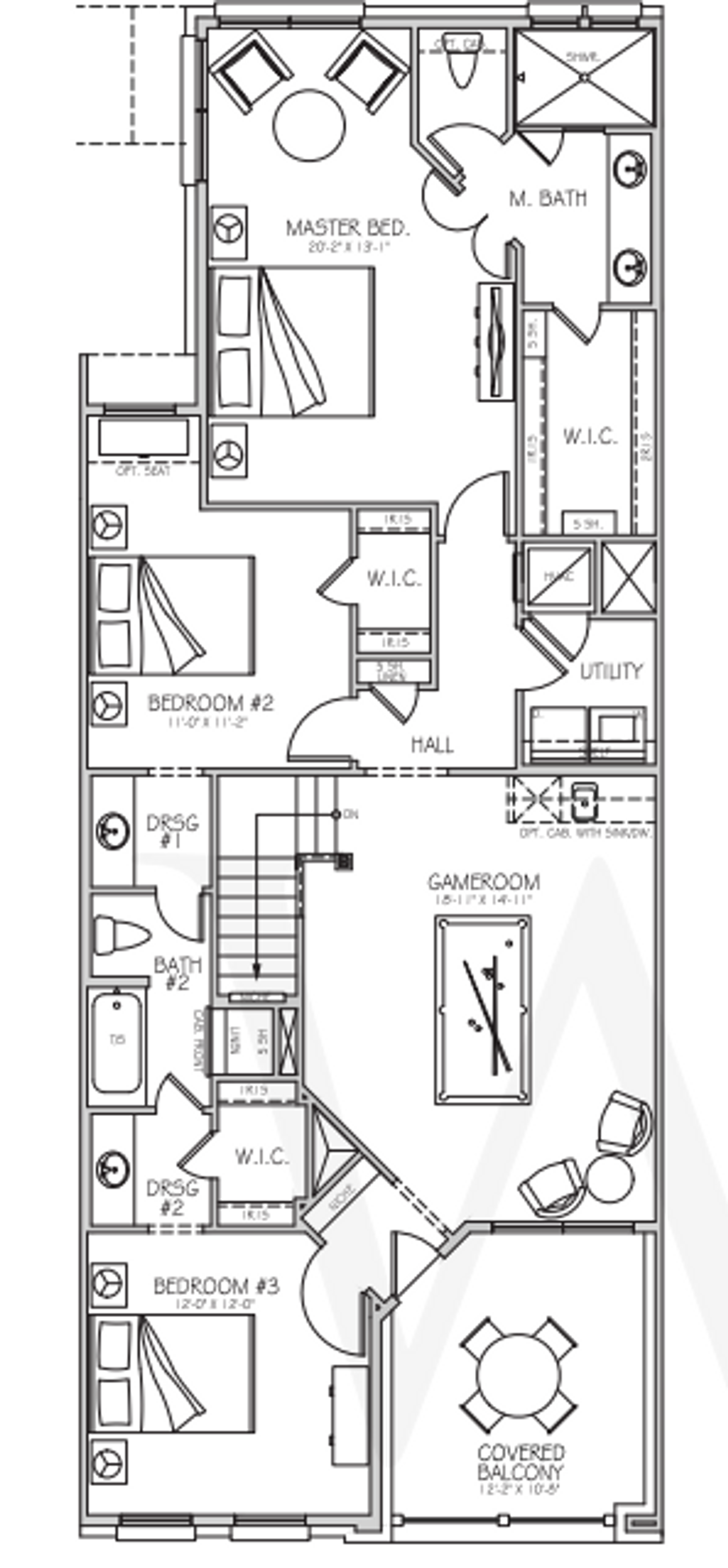 2D floor plan layout for the The Brentwood by Windmiller Custom Homes in Parkland, Fort Worth, TX (Image 2).