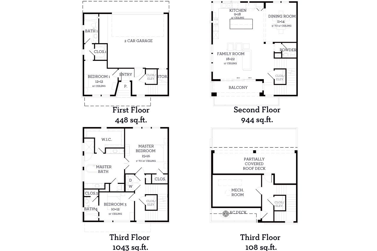 2D floor plan layout of this home in Foundry Row, Fort Worth, TX (Image 2).