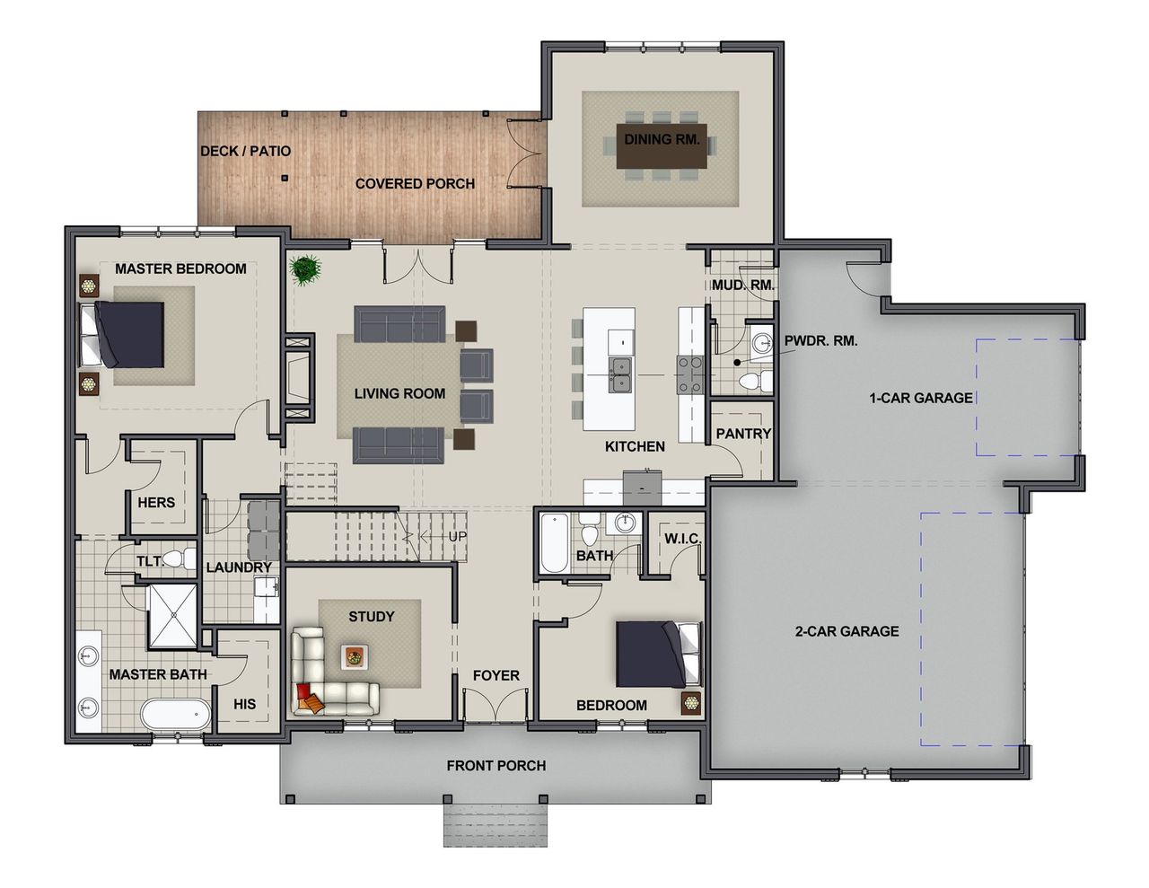 2D floor plan layout for the Augustus by Riverstone Construction, LLC in River Gorge Ranch, River Gorge Ranch, TN (Image 2).