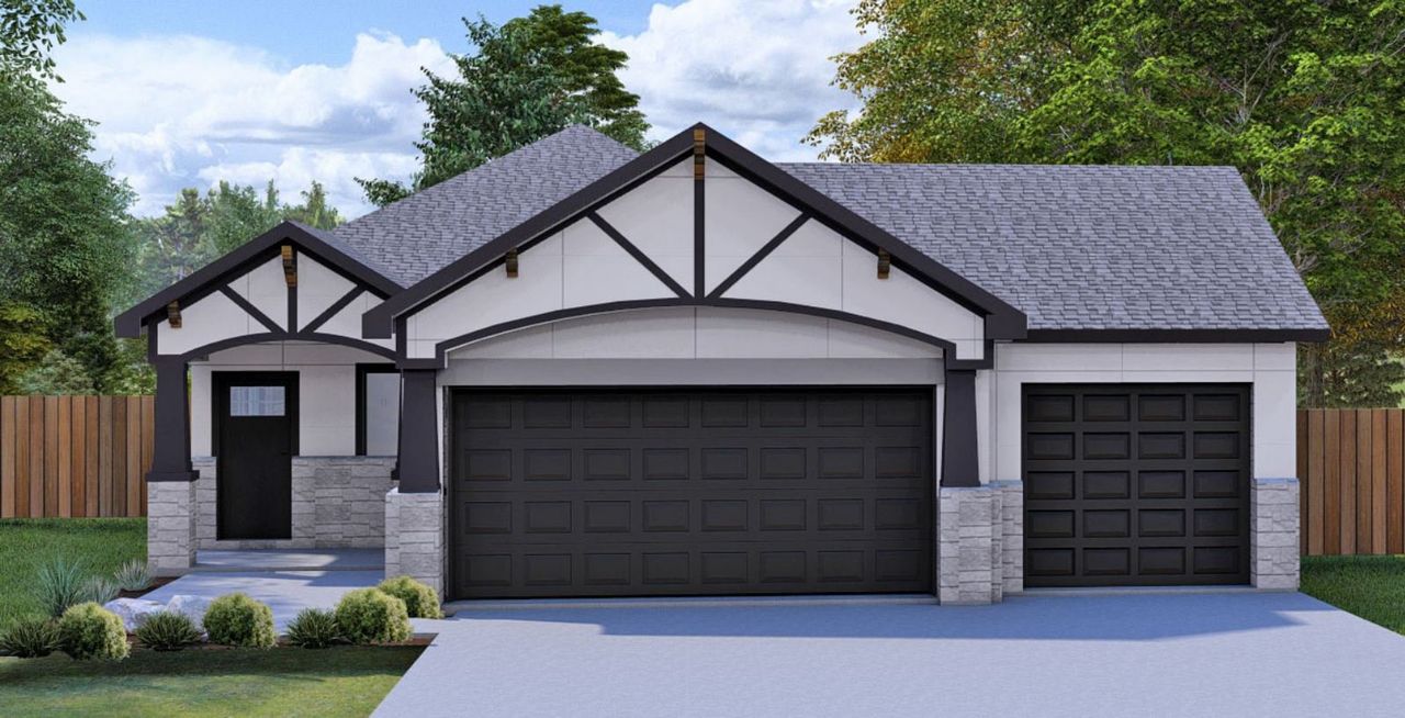 Representative exterior photo of a completed home built from the Wren 1584SB3CG by Saratoga Homes in Crosby Farms, Crosby, TX (Image 2).