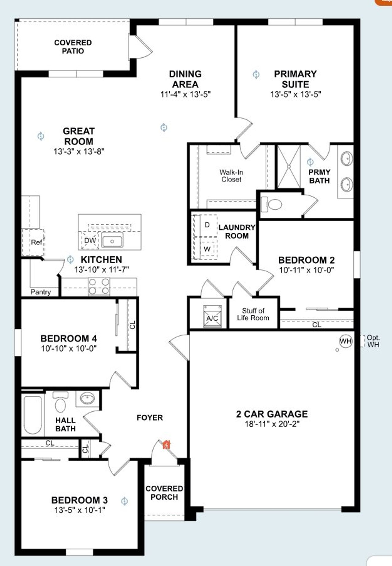 2D floor plan layout of this home in Aspire at Citrus Springs, Citrus Springs, FL (Image 2).