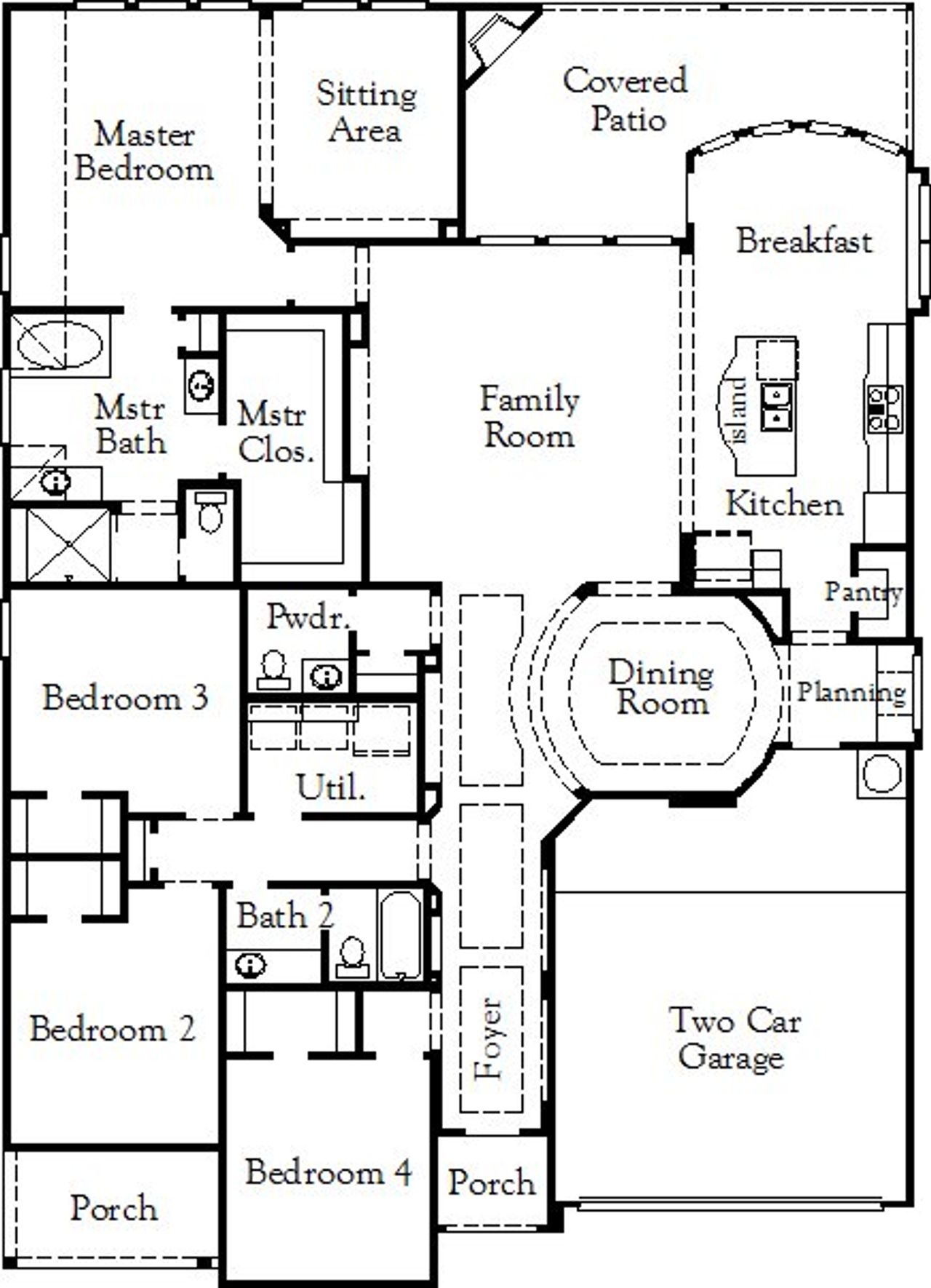 2D floor plan layout of this home in Myrtle Creek, Waxahachie, TX (Image 2).