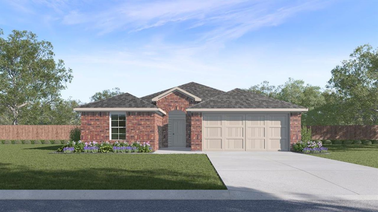 Front exterior of a new home in Bluff Springs, Ferris, TX, highlighting curb appeal (Image 2).
