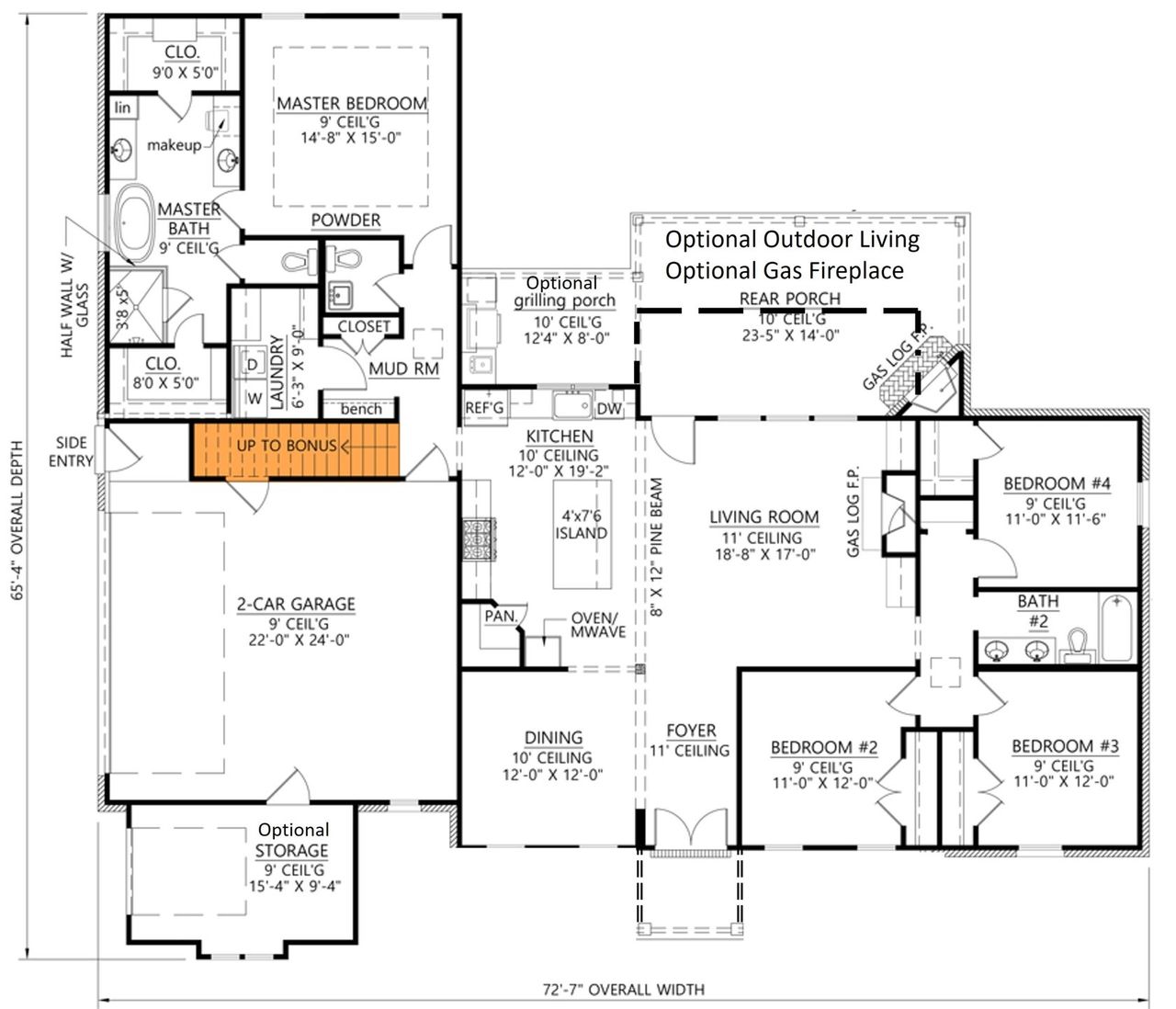 2D floor plan layout for the The O'Hara by Remington Custom Homes in Woodland Meadows, Fort Worth, TX (Image 2).