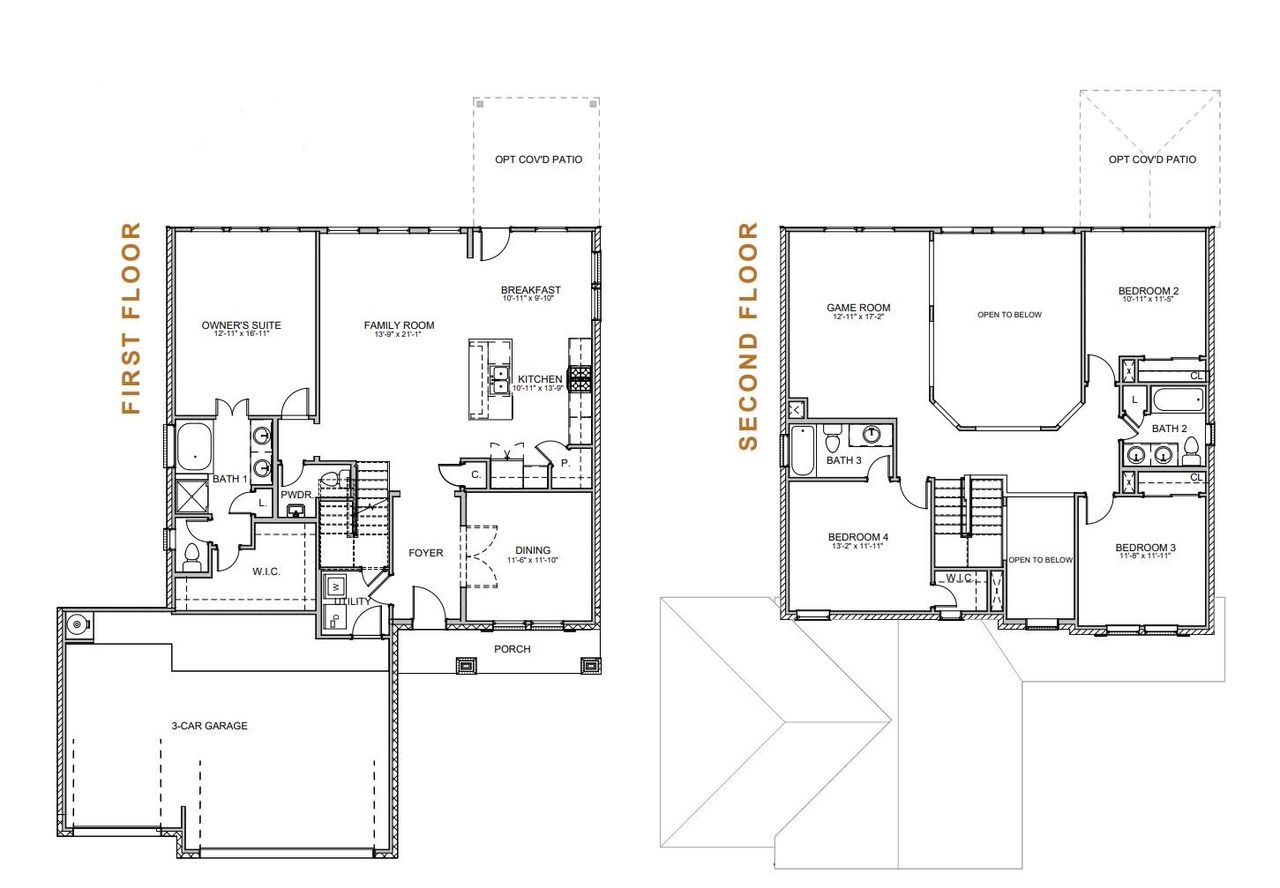 2D floor plan layout for the Madison 2434HS3CG by Saratoga Homes in Ashland, Angleton, TX (Image 2). 2D floor plan layout for the Madison 2434HS3CG by Saratoga Homes in Ashland, Angleton, TX (Image 2).