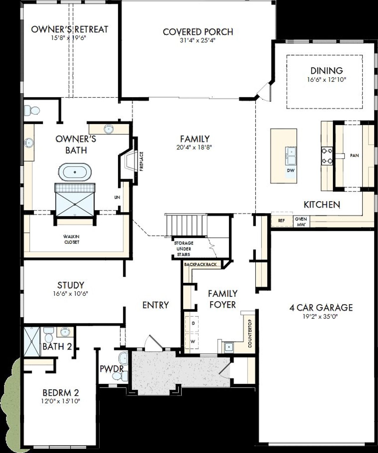2D floor plan layout of this home in Whyburn Manor Series, Flower Mound, TX (Image 2).