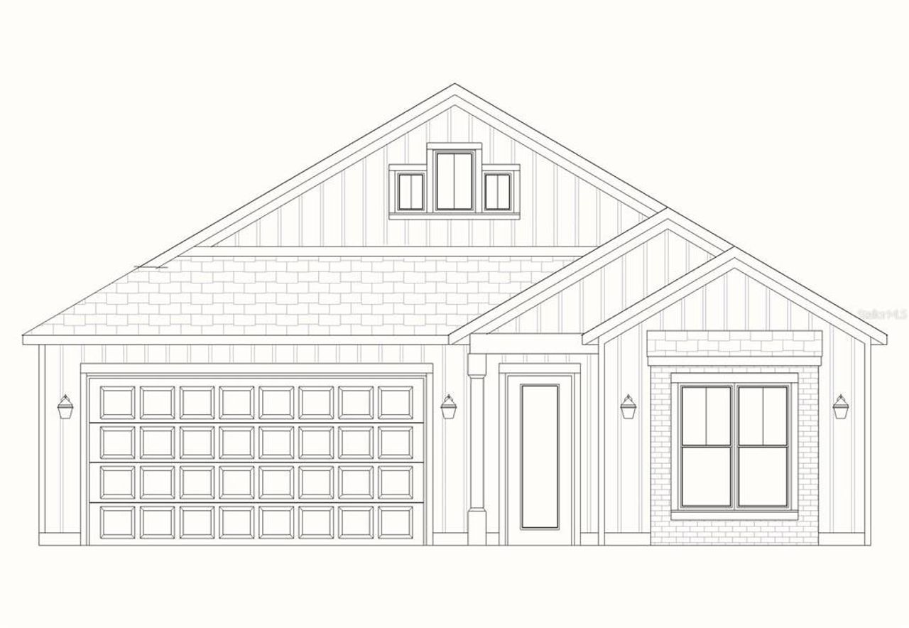 Exterior rendering of this home design in Fairway Pointe at West End, Newberry, FL (Image 2). Exterior rendering of this home design in Fairway Pointe at West End, Newberry, FL (Image 2).