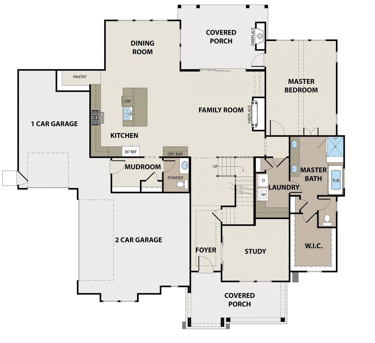 2D floor plan layout for the Abigail by Peachtree Building Group in Town Farms, Sandy Springs, GA (Image 2).