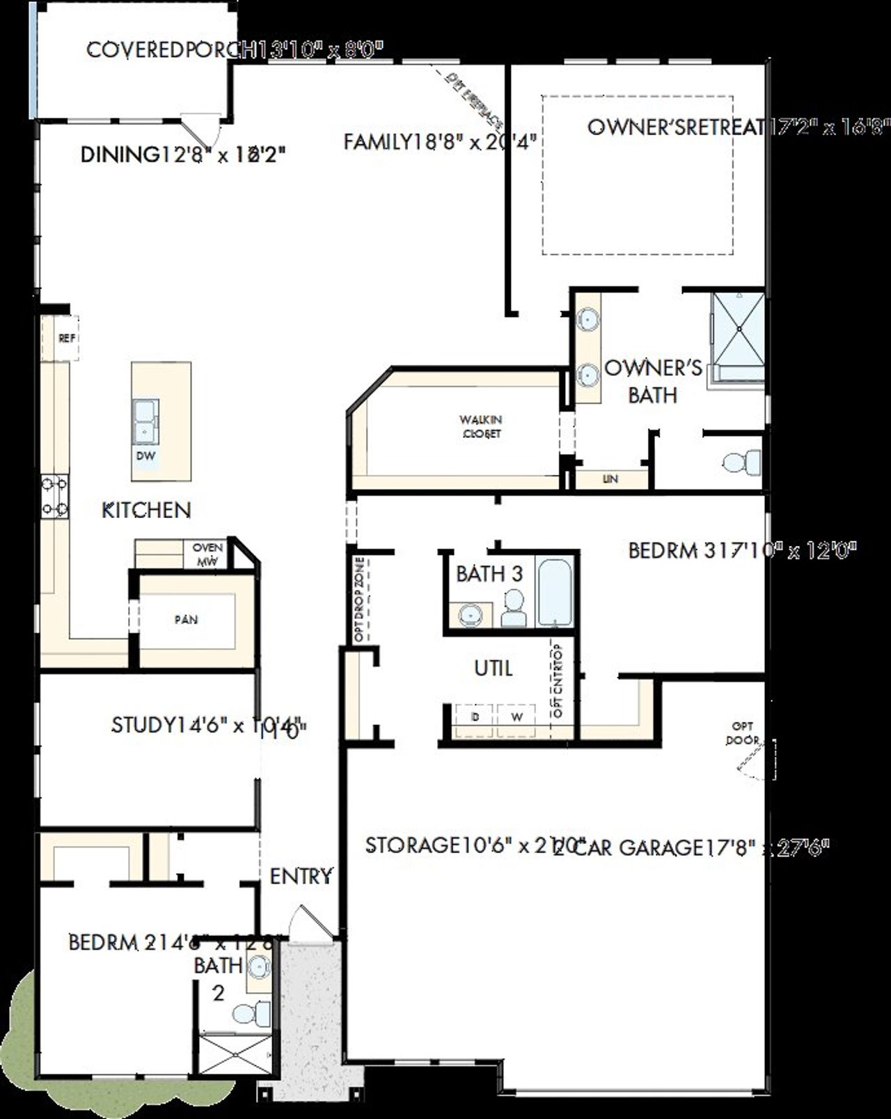 2D floor plan layout of this home in Encore at Harmony, Harrisburg, NC (Image 2).