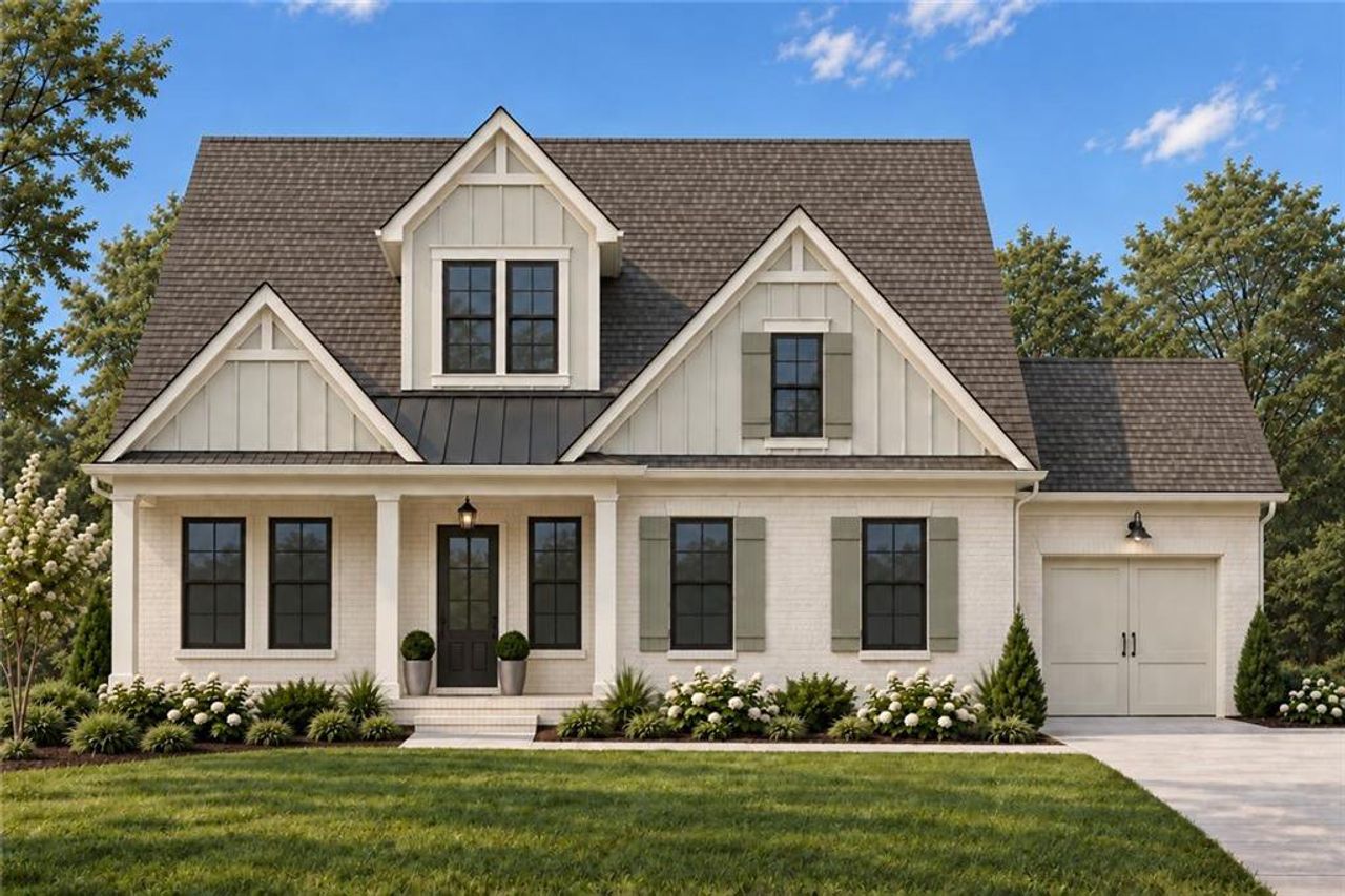 Front exterior of a new home in , Woodstock, GA, highlighting curb appeal (Image 2).
