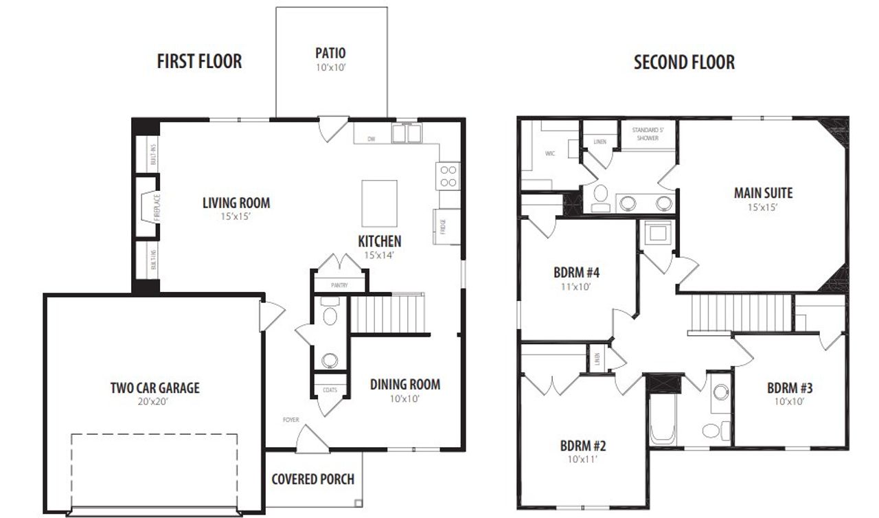 2D floor plan layout for the Yosemite by RiverWILD Homes in Brodie Rose Landing, Smithfield, NC (Image 2). 2D floor plan layout for the Yosemite by RiverWILD Homes in Brodie Rose Landing, Smithfield, NC (Image 2).