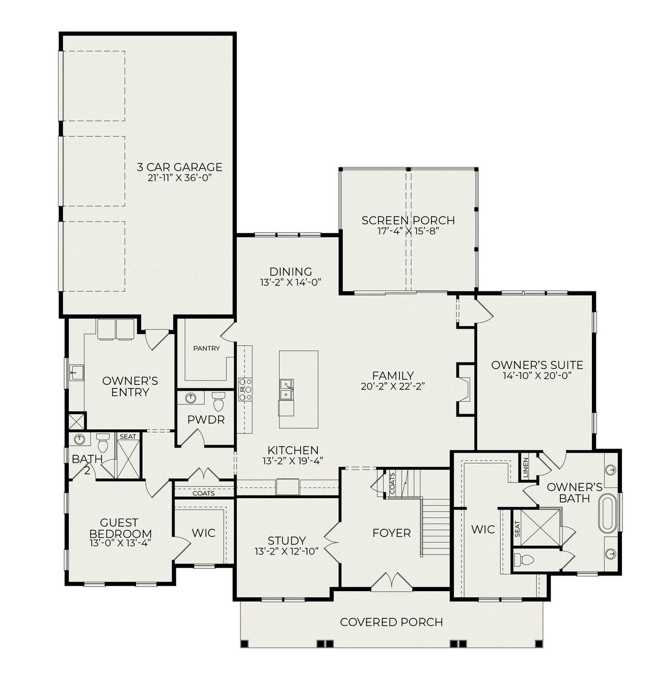 2D floor plan layout for the Oakmont by Homes by Dickerson in Everette's Preserve, Clayton, NC (Image 2).