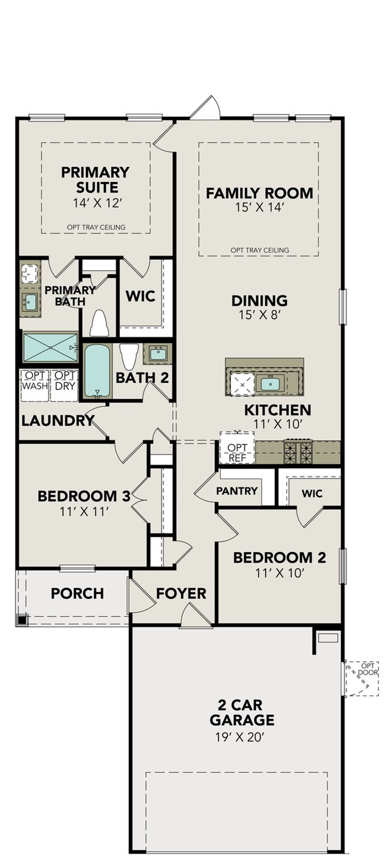 2D floor plan layout for the The Comal by Davidson Homes LLC in Windmill Estates, Magnolia, TX (Image 2). 2D floor plan layout for the The Comal by Davidson Homes LLC in Windmill Estates, Magnolia, TX (Image 2).