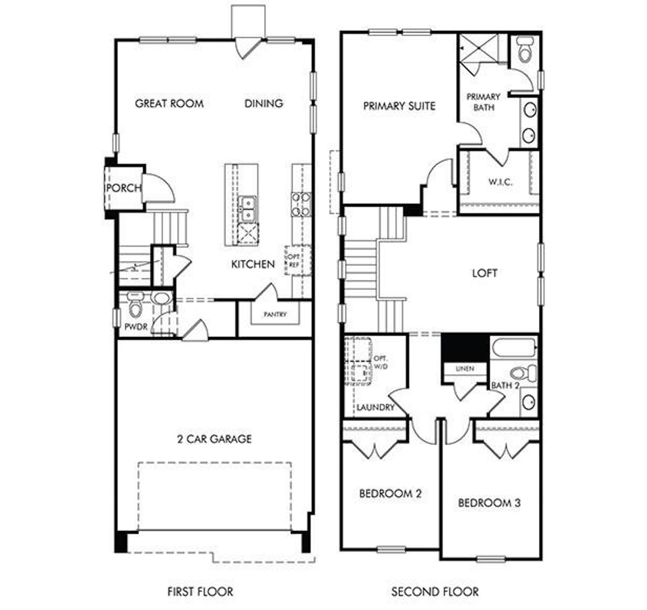 2D floor plan layout of this home in Katy Grand Village - City Series, Katy, TX (Image 2). 2D floor plan layout of this home in Katy Grand Village - City Series, Katy, TX (Image 2).