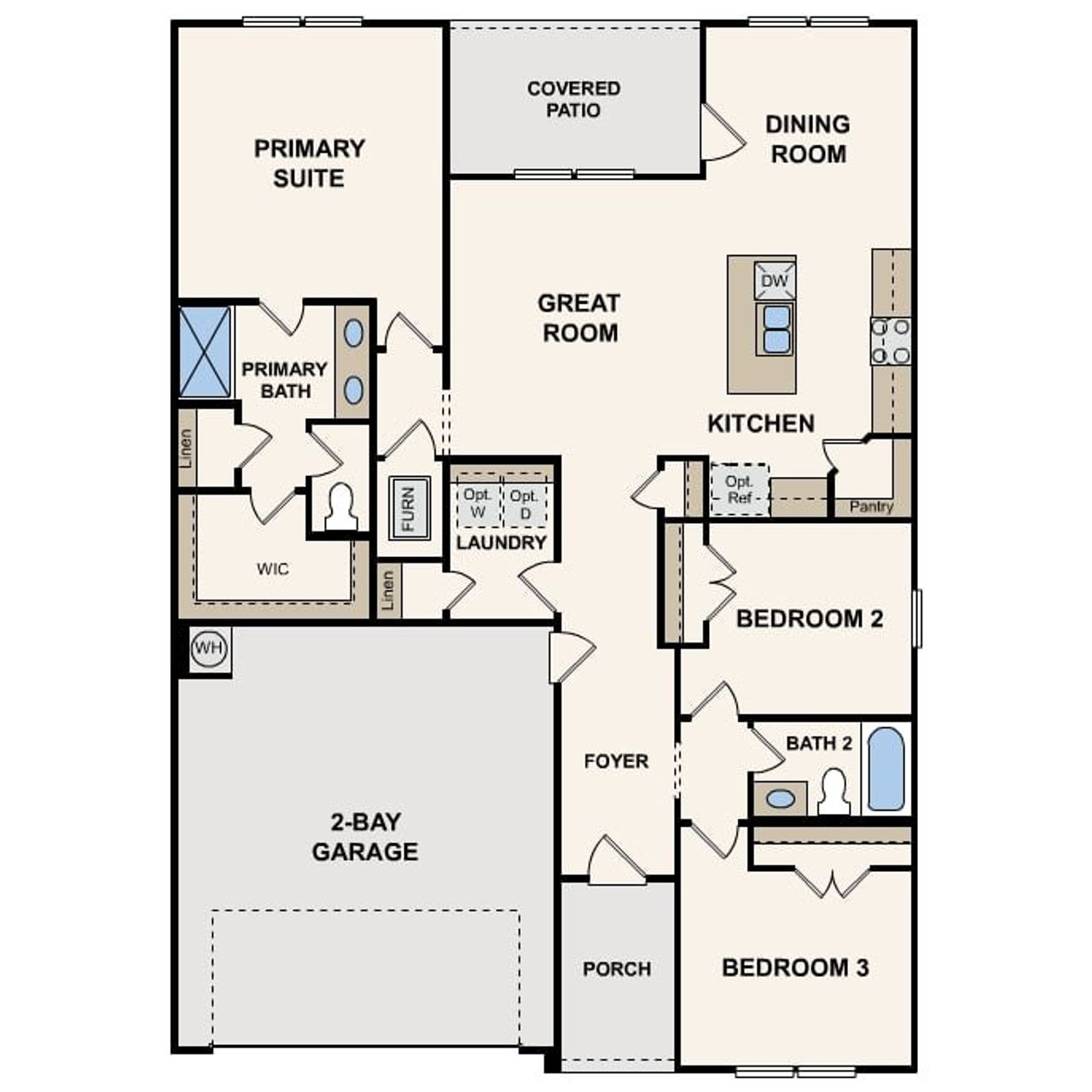 2D floor plan layout for the Sutherland by Century Communities in Trails at Woodhaven, La Marque, TX (Image 2).