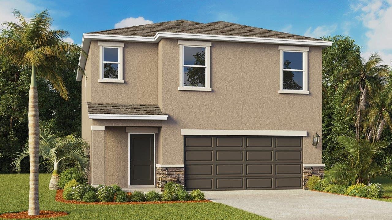 Representative exterior photo of a completed home built from the Crestview by D.R. Horton in Harmony at Lake Eloise, Winter Haven, FL (Image 2).