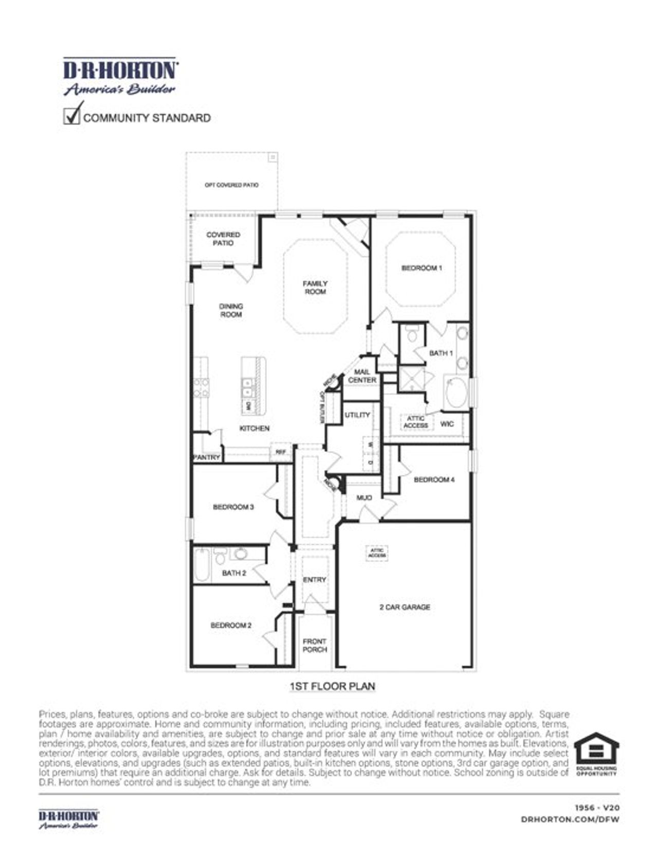 2D floor plan layout of this home in Fireside by the Lake, Garland, TX (Image 2).