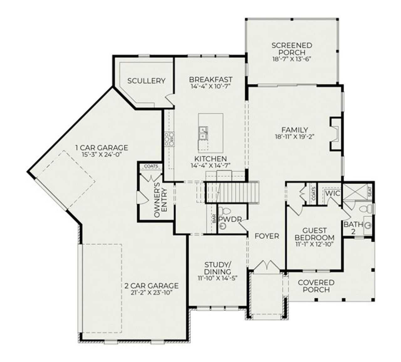 2D floor plan layout for the Delaney by Homes by Dickerson in Lowery Estates, Wake Forest, NC (Image 2).