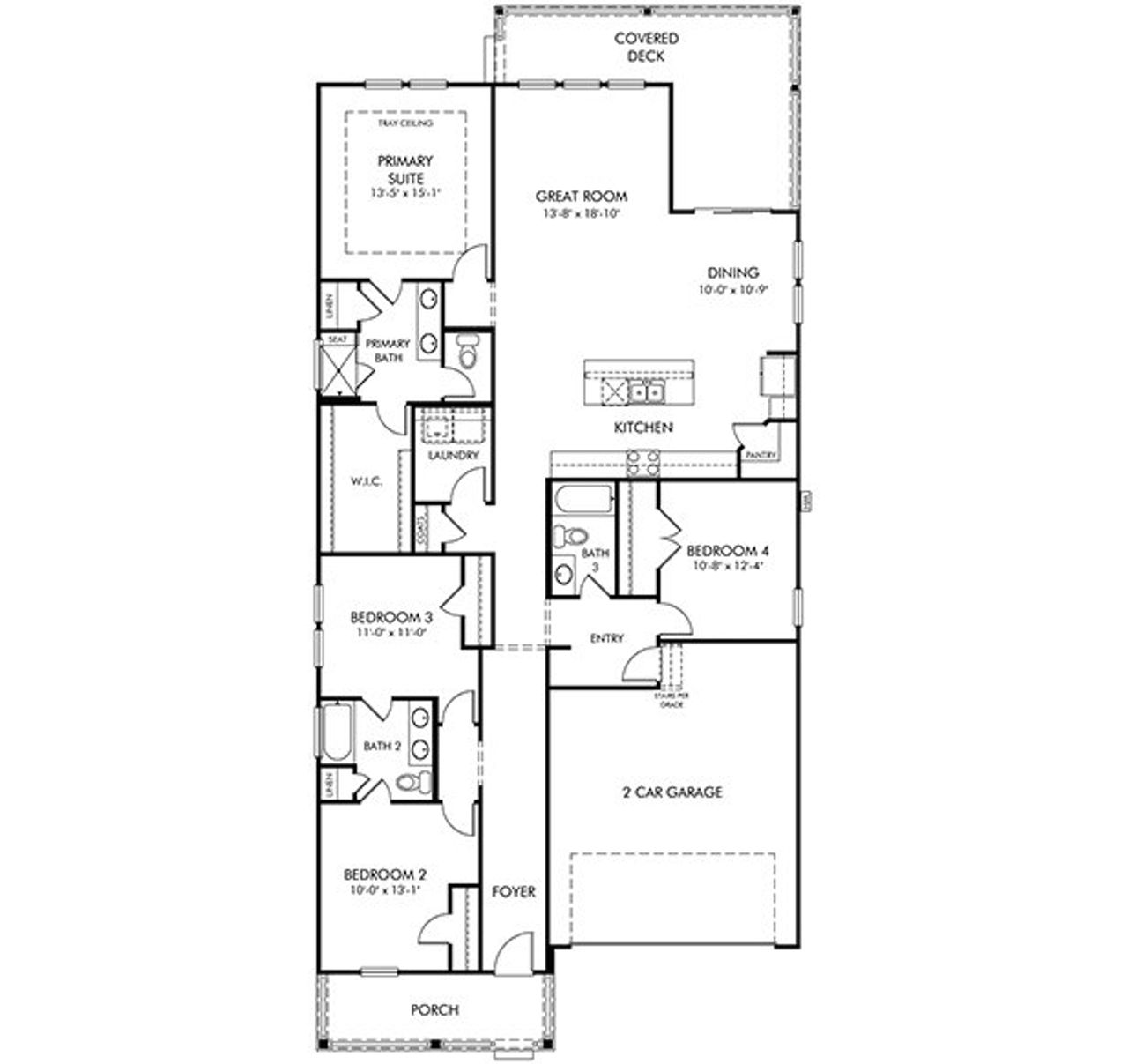 2D floor plan layout of this home in The Coves at Lakes of Cane Bay, Summerville, SC (Image 2).