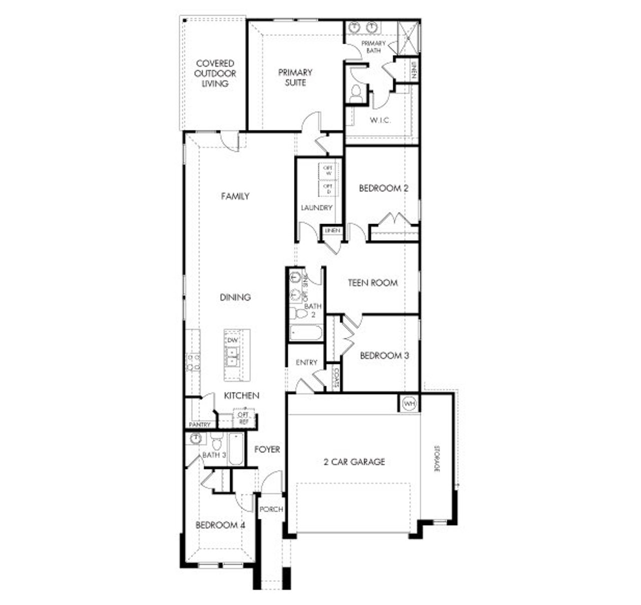 2D floor plan layout of this home in Waterstone Crossing, Kyle, TX (Image 2).