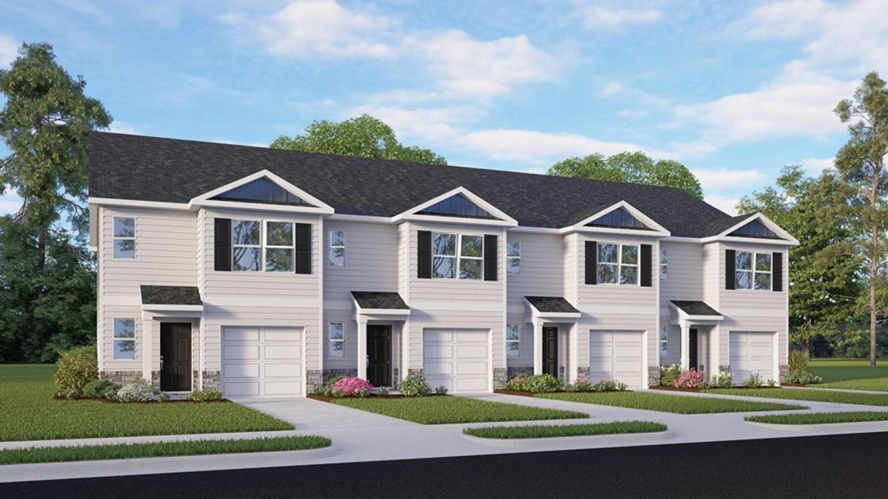 Representative exterior photo of a completed home built from the Payton by D.R. Horton in The Townes at Matthews Landing, Fuquay Varina, NC (Image 2).