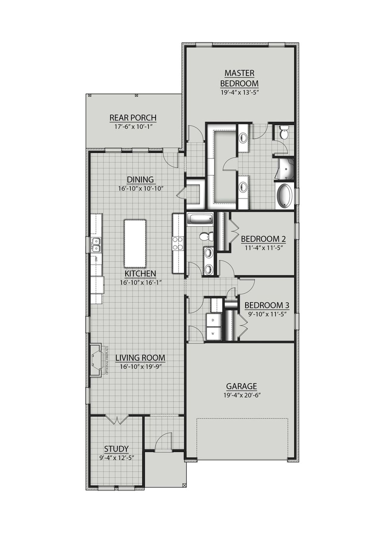 2D floor plan layout for the Boyanci III A by DSLD Homes in Orange Gardens, Orange, TX (Image 2). 2D floor plan layout for the Boyanci III A by DSLD Homes in Orange Gardens, Orange, TX (Image 2).
