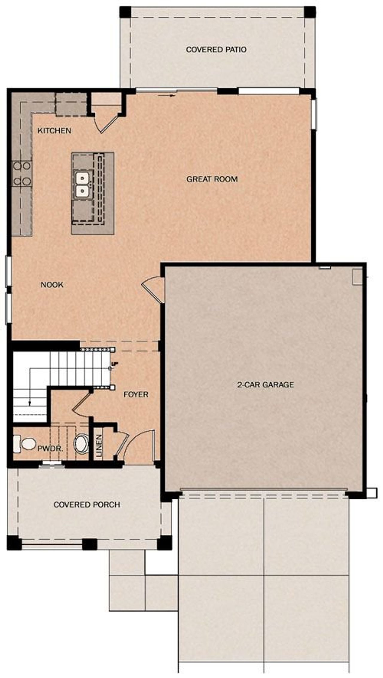 2D floor plan layout for the Monte Volpe by Fulton Homes in Redwood Valley at Escalante, Surprise, AZ (Image 2).