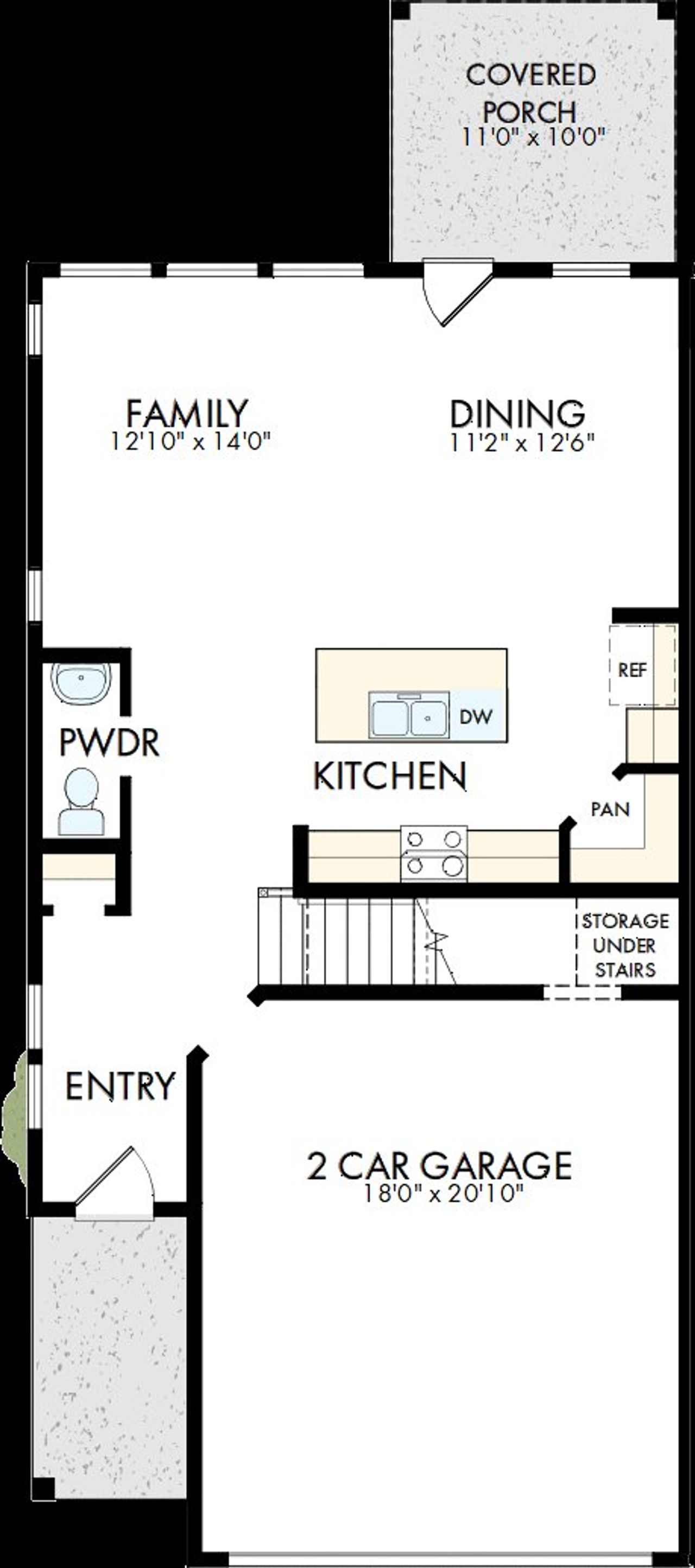 2D floor plan layout of this home in Double Creek Crossing Townhomes, Round Rock, TX (Image 2).