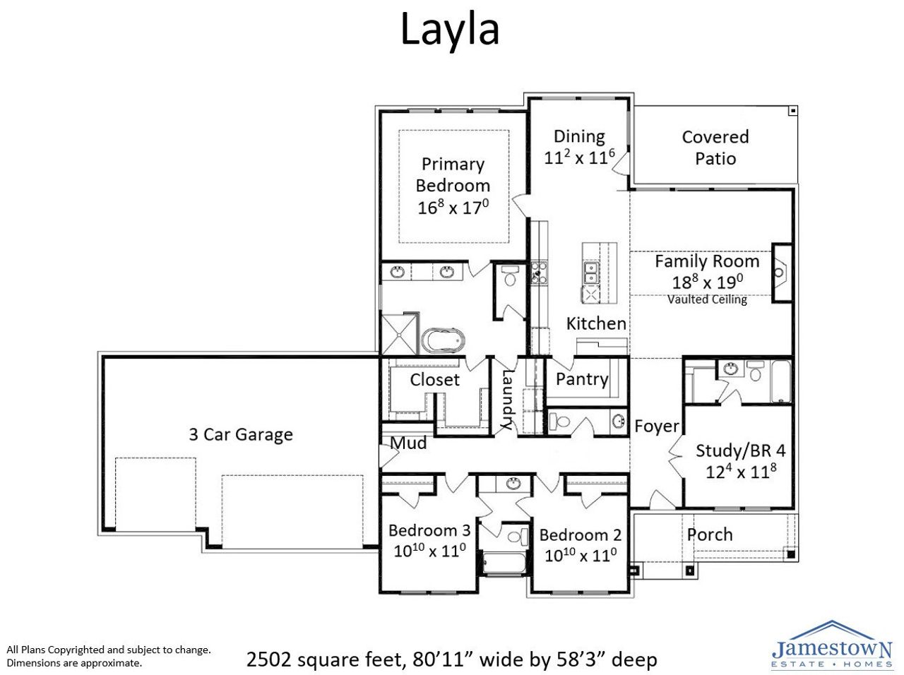2D floor plan layout for the Layla by Jamestown Estate Homes in Lakeview, Waller, TX (Image 2).
