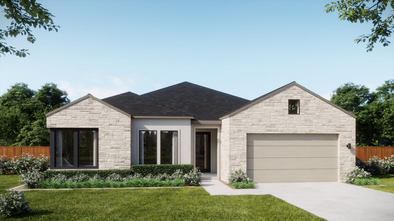 Representative exterior photo of a completed home built from the 5001 by Risewell Homes in Freedom at Anthem, Kyle, TX (Image 2).