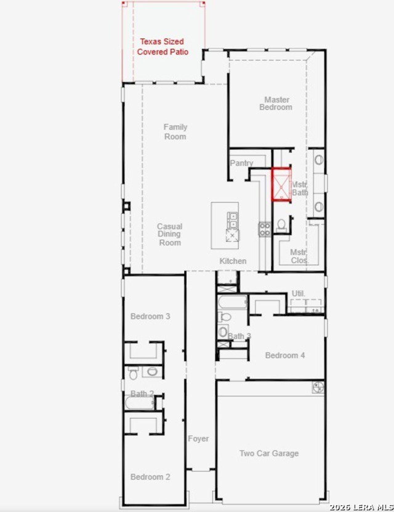 2D floor plan layout of this home in Davis Ranch, San Antonio, TX (Image 2).