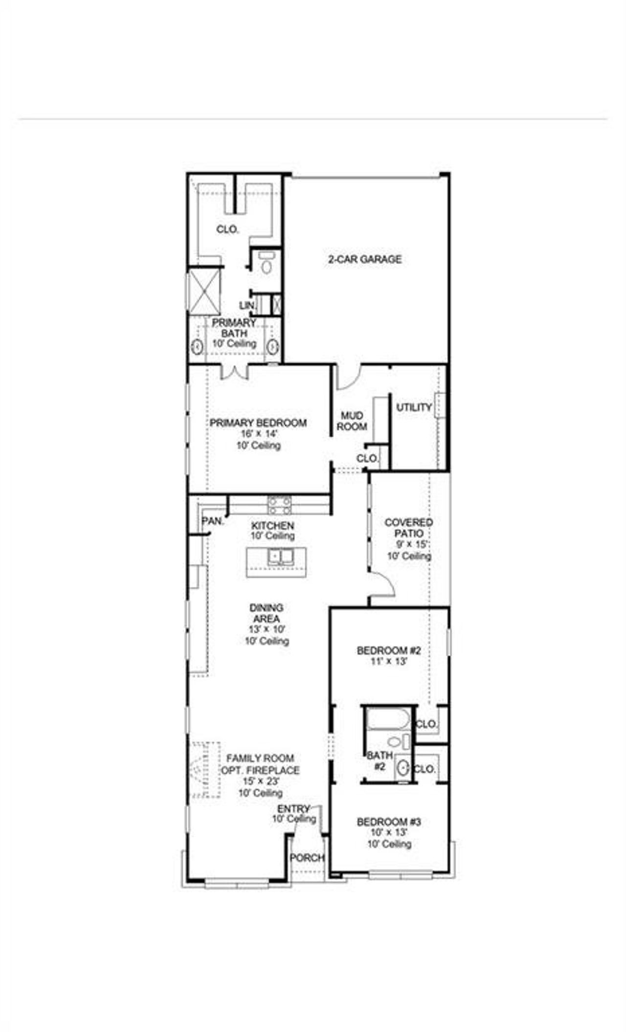2D floor plan layout of this home in Avondale 40', Fate, TX (Image 2).