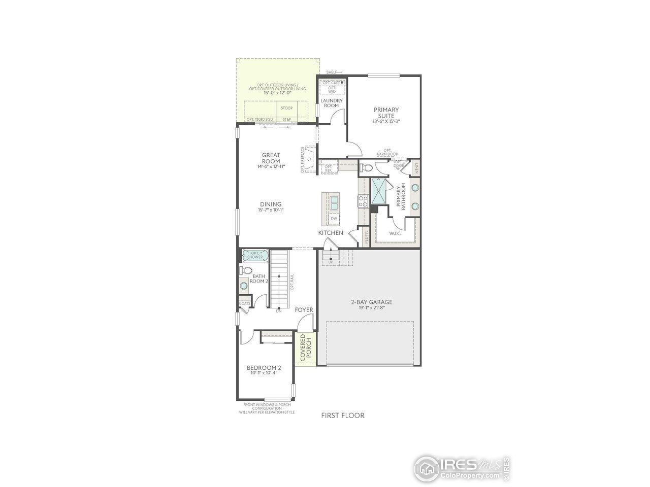 2D floor plan layout of this home in Westside Crossing, Berthoud, CO (Image 2).