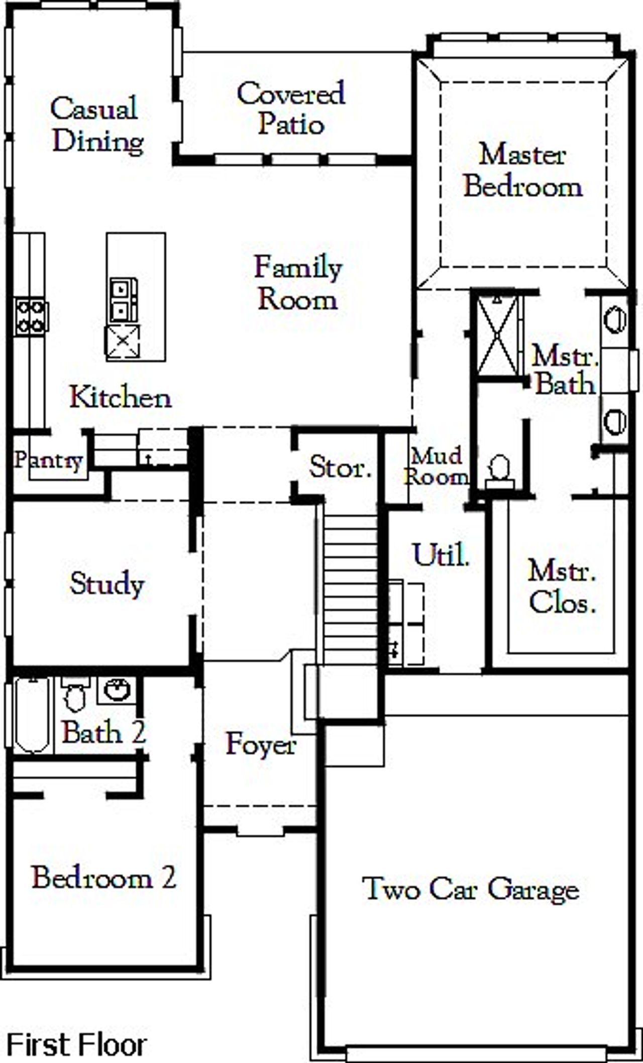 2D floor plan layout for the Goodrich (2493-CV-40) by Coventry Homes in Foxbrook, Cibolo, TX (Image 2).