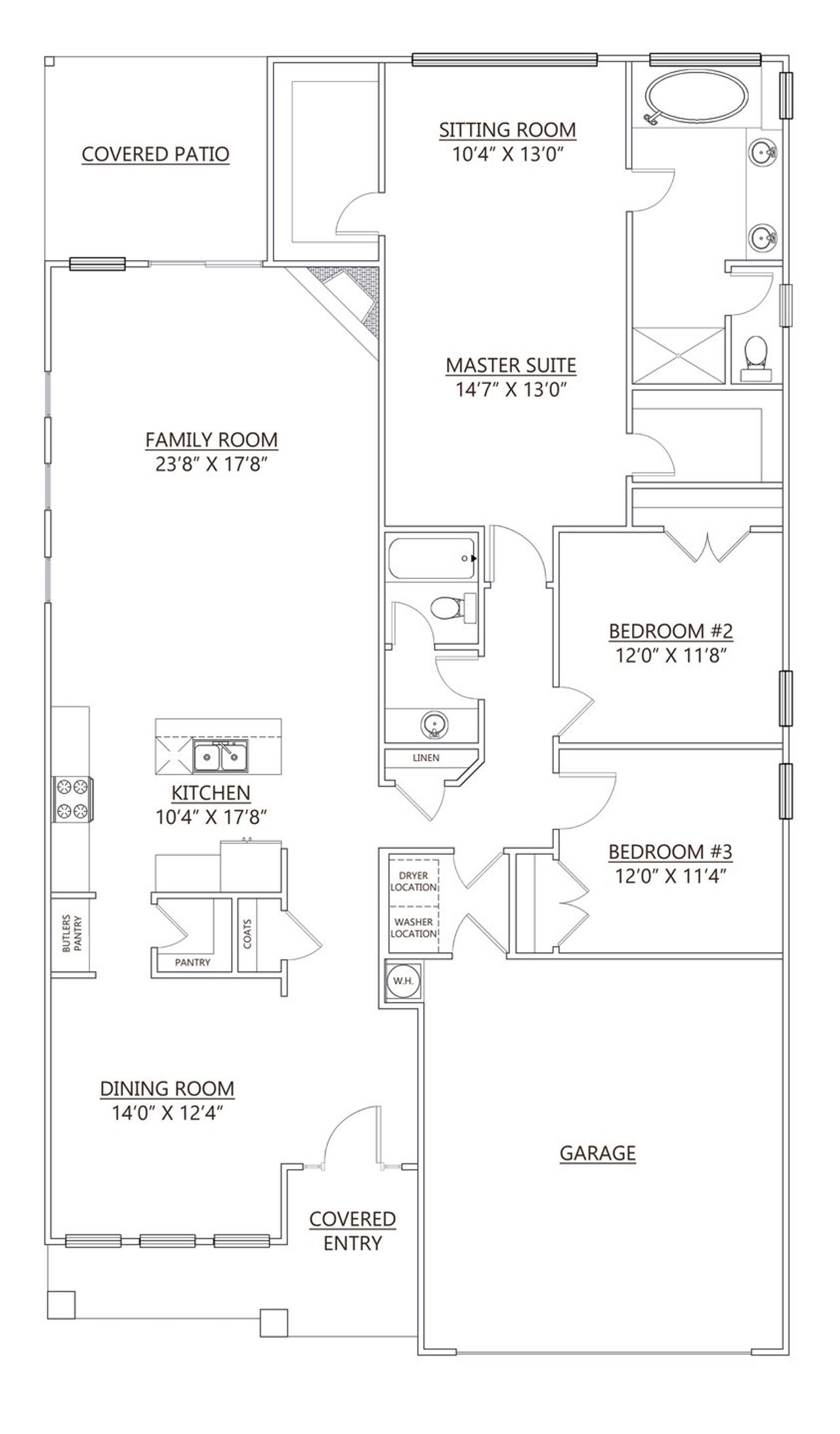 2D floor plan layout of this home in Blue Ridge Trail, Fountain Inn, SC (Image 2).