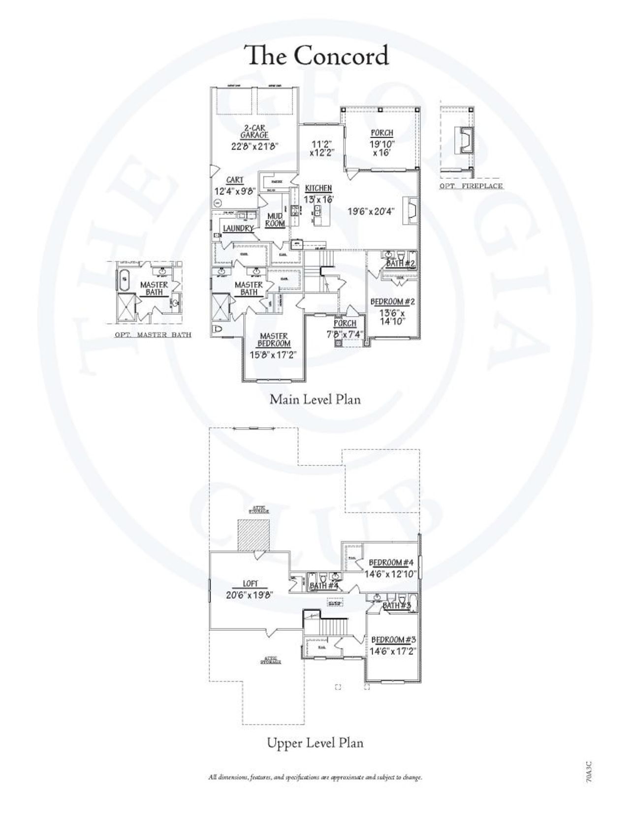 2D floor plan layout for the The Concord by DFW Ventures, LLC in The Georgia Club, Statham, GA (Image 2).