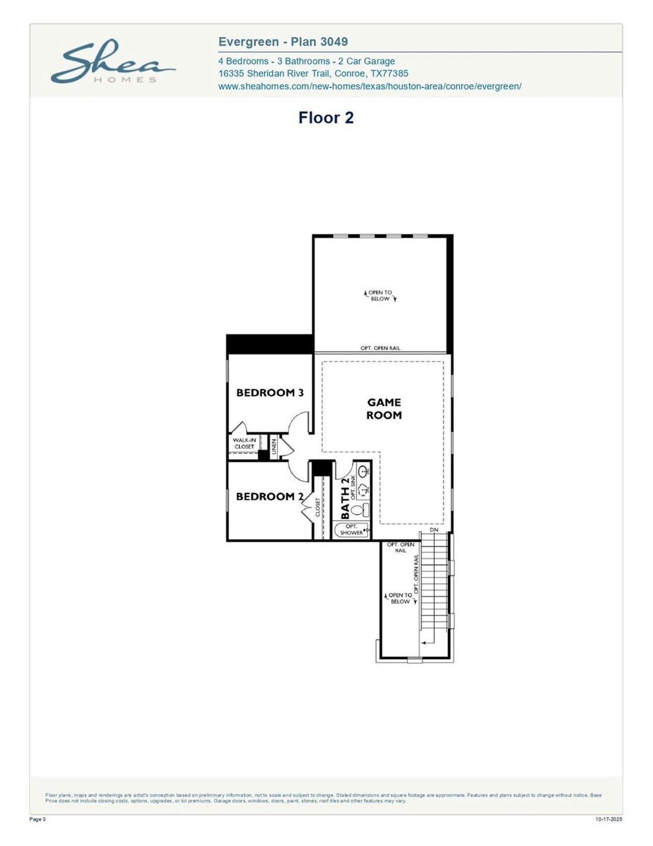 2D floor plan layout of this home in Evergreen 40', Conroe, TX (Image 2). 2D floor plan layout of this home in Evergreen 40', Conroe, TX (Image 2).