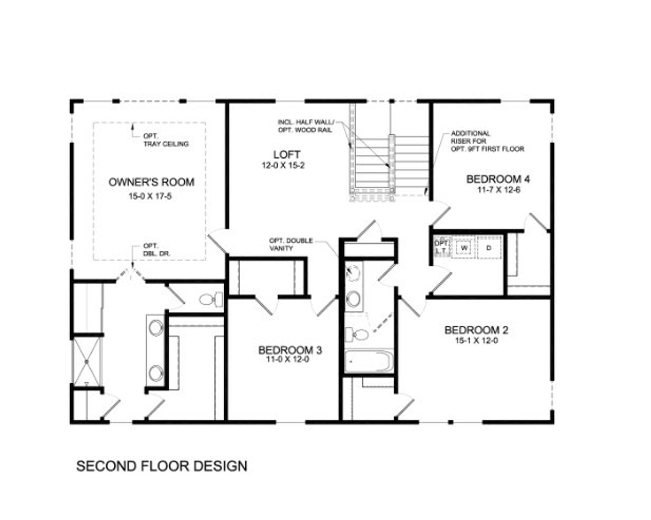 2D floor plan layout for the Wyatt by Fischer Homes in Twin Lakes, Hoschton, GA (Image 2).