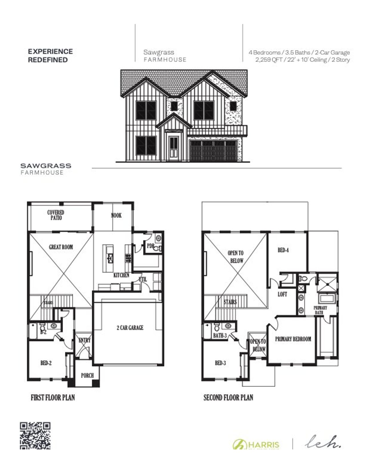 2D floor plan layout for the Sawgrass by LEH. Homes in Verdancia, El Paso, TX (Image 2).