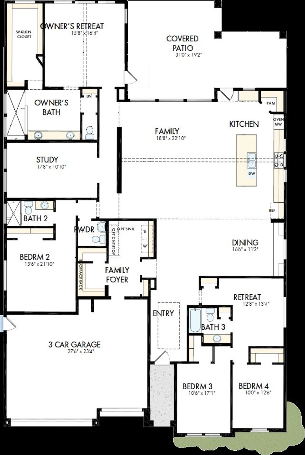 2D floor plan layout of this home in Sentiero at Windrose, Waddell, AZ (Image 2). 2D floor plan layout of this home in Sentiero at Windrose, Waddell, AZ (Image 2).