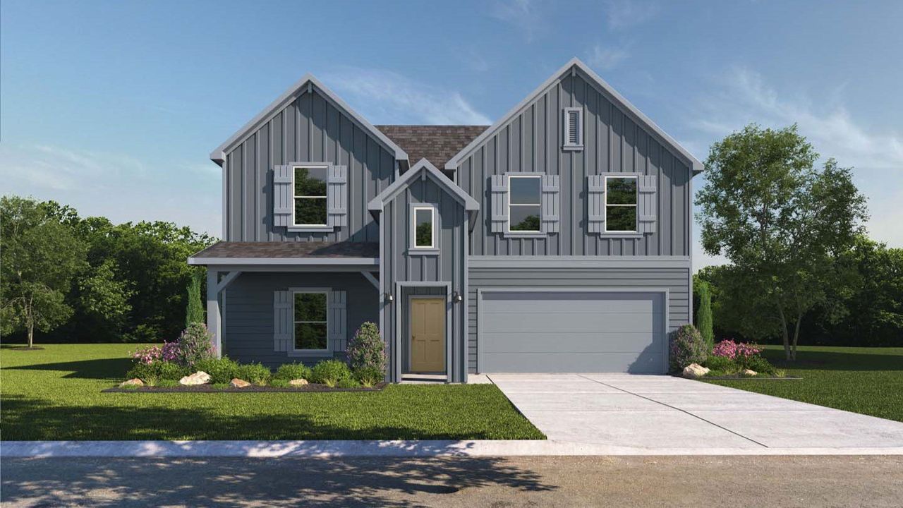 Representative exterior photo of a completed home built from the Quincey - X40Q by D.R. Horton in Milo Farms, Rosenberg, TX (Image 2).