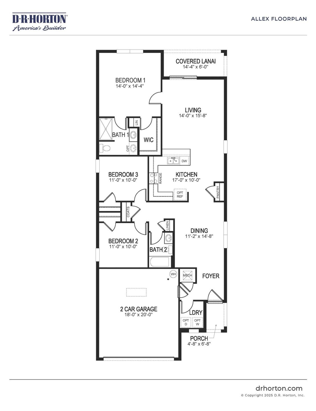 2D floor plan layout of this home in Venetian Grove, Vero Beach, FL (Image 2).