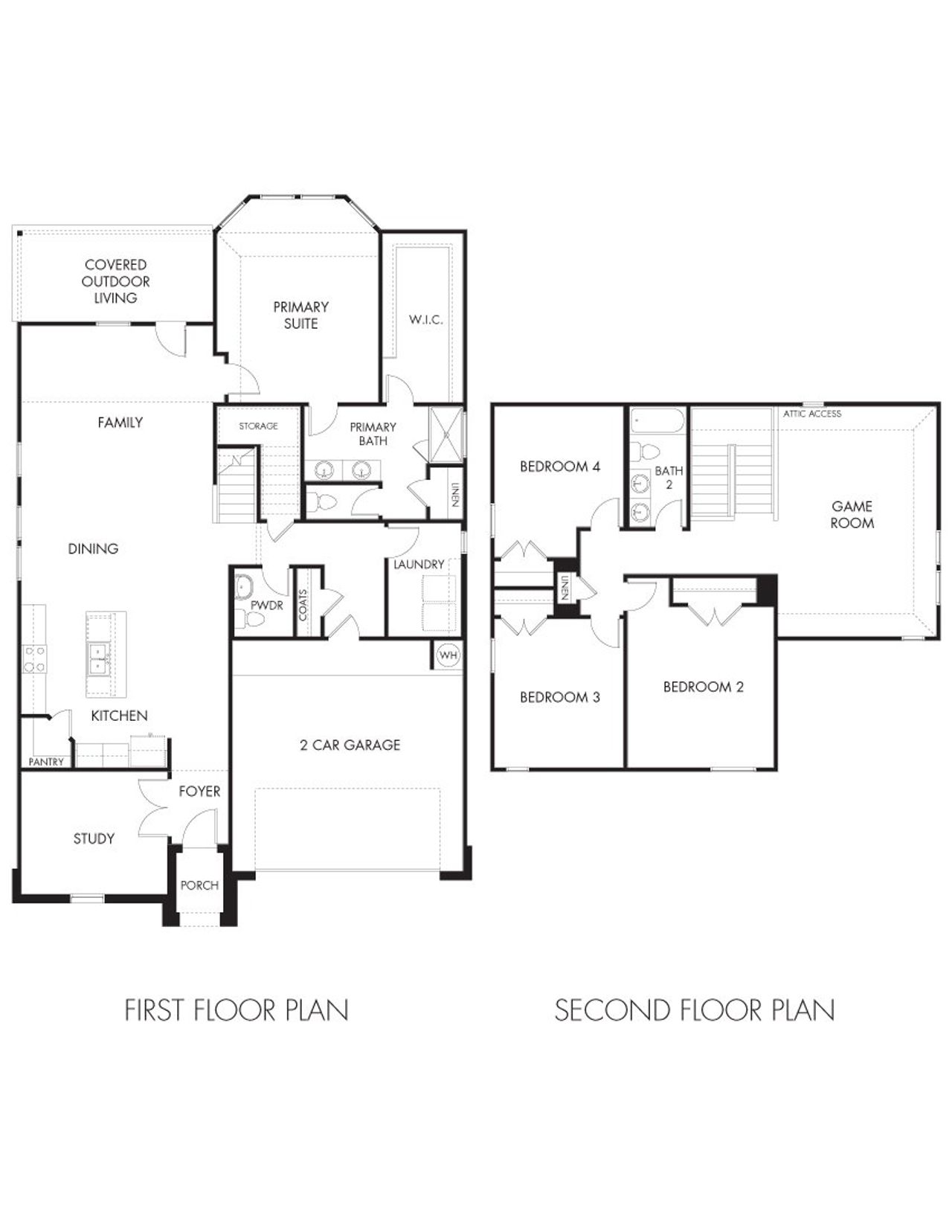 2D floor plan layout of this home in Colony at Cole Springs - Boulevard Collection, Buda, TX (Image 2).