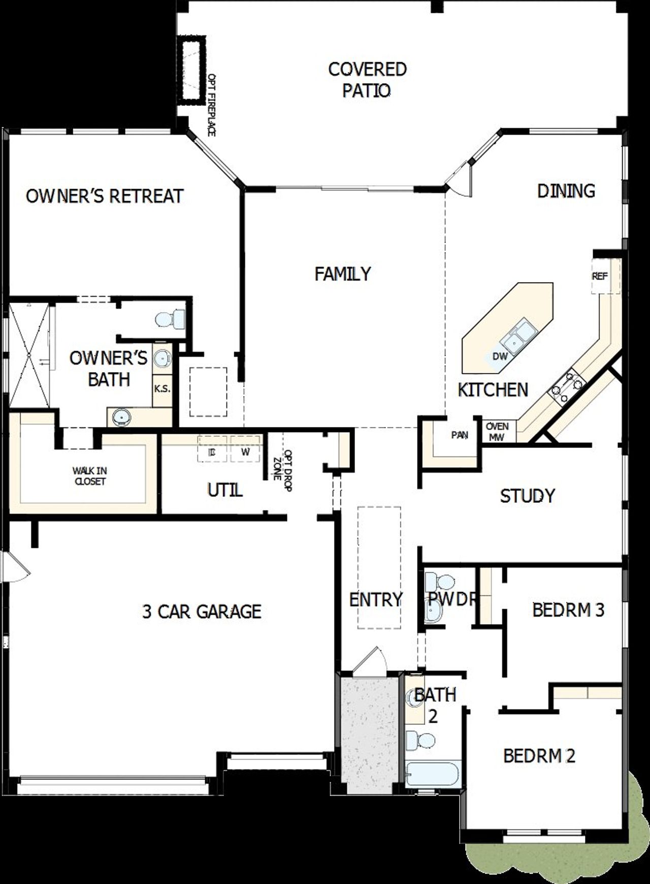 2D floor plan layout of this home in Canyon Views – 70’ Sunrise Series, Litchfield Park, AZ (Image 2).