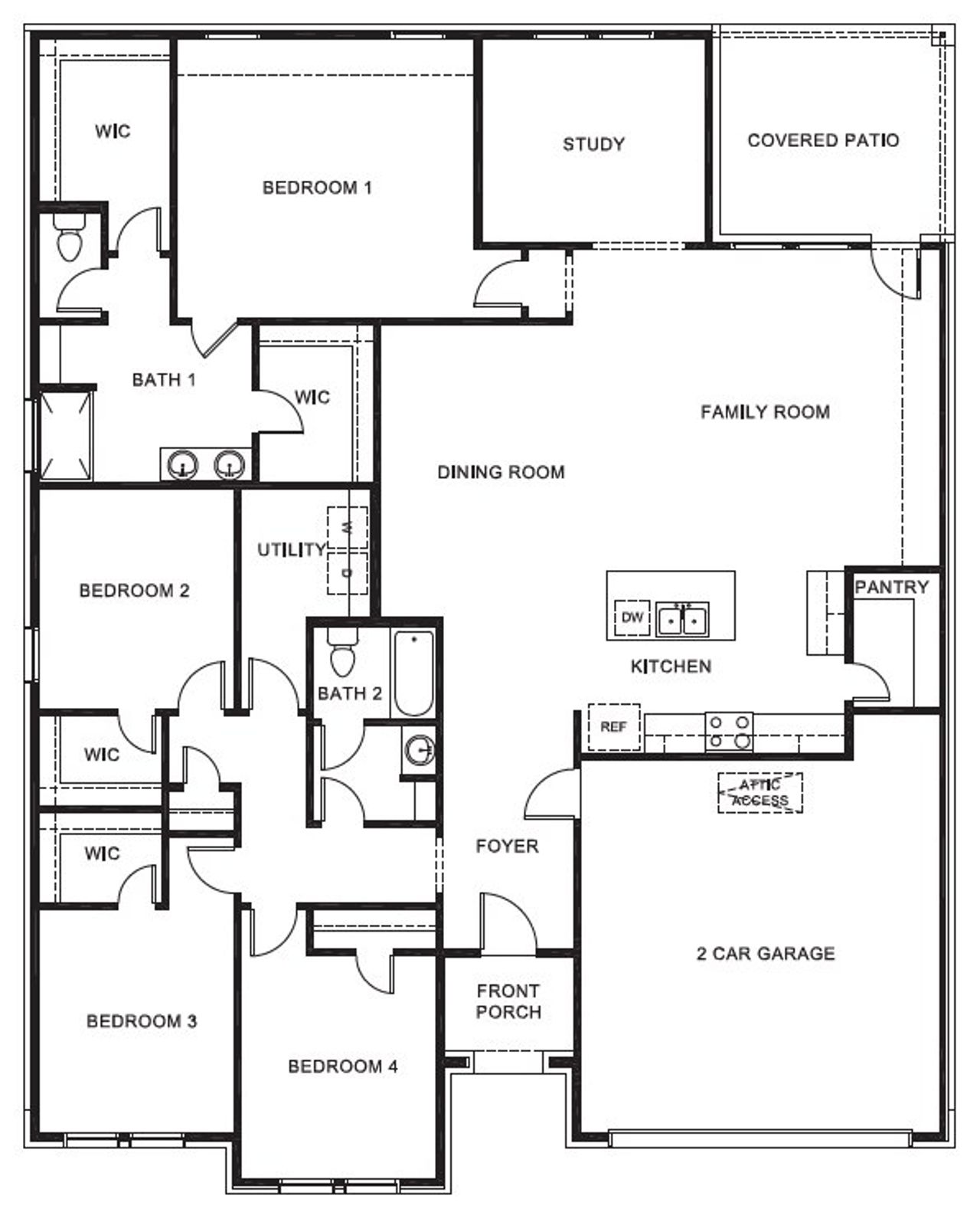2D floor plan layout for the Holden by D.R. Horton in Legado, Cleburne, TX (Image 2).