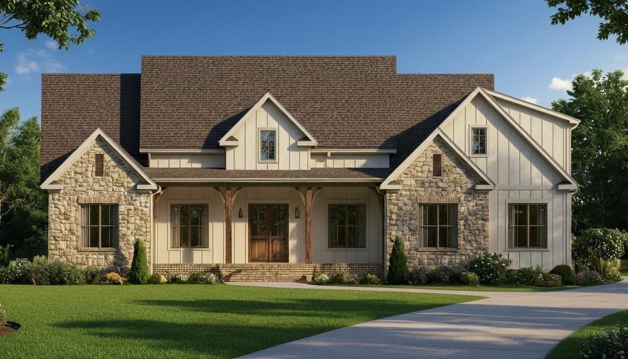 Representative exterior photo of a completed home built from the Knollwood by Riverstone Construction, LLC in River Gorge Ranch, Guild, TN (Image 2).
