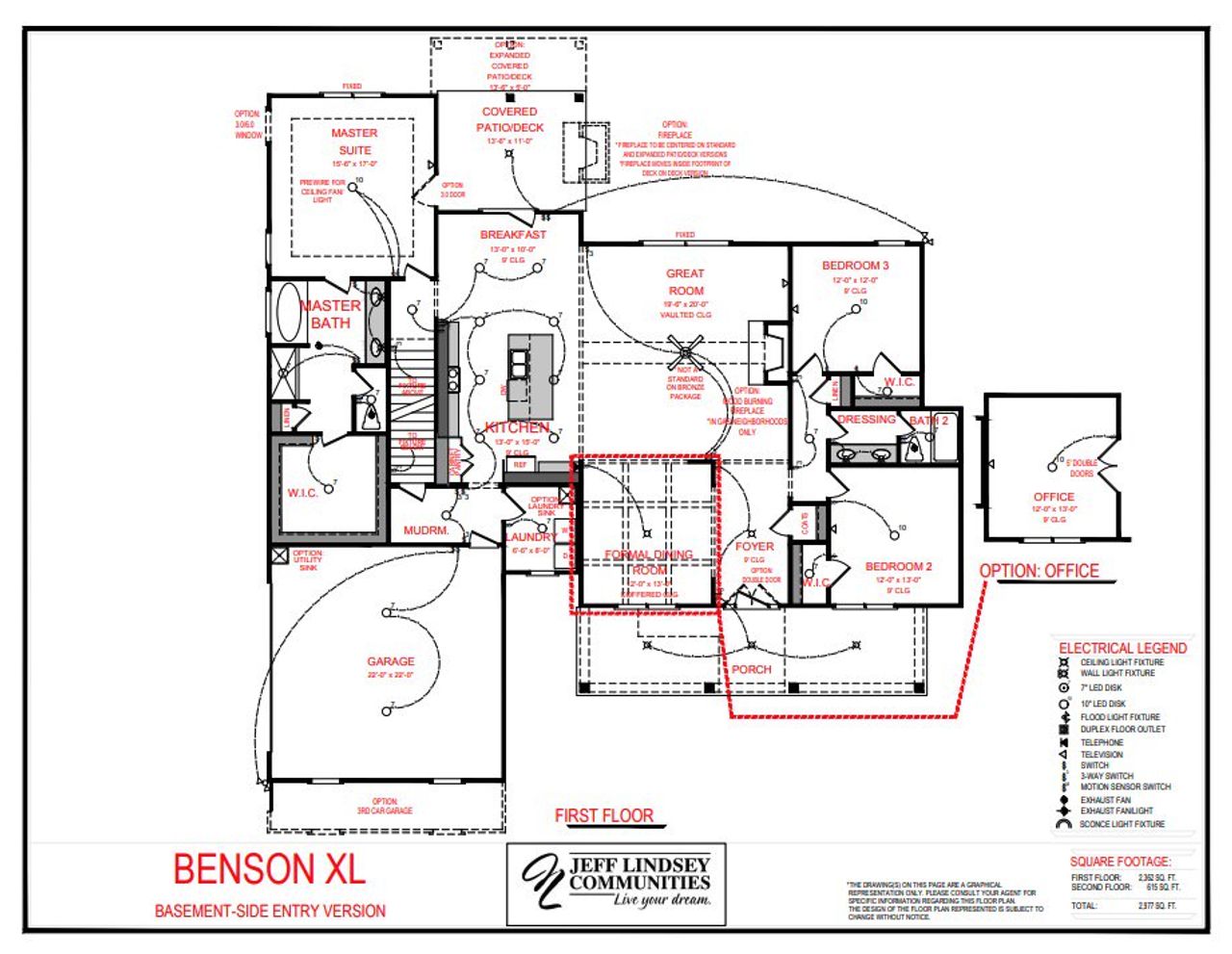 2D floor plan layout for the Benson A XL by Jeff Lindsey Communities in Lamar Farms, Newnan, GA (Image 2).
