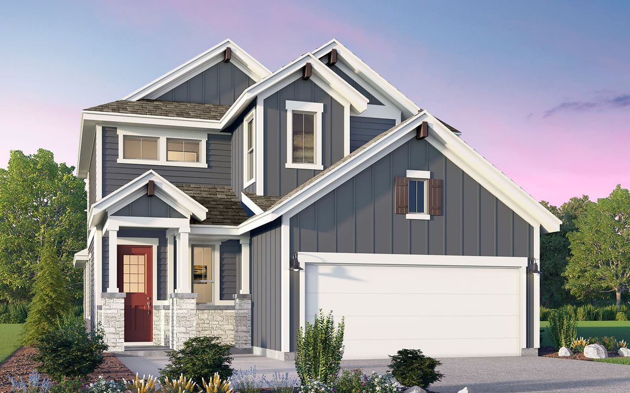 Representative exterior photo of a completed home built from the Lewis by Brookfield Residential in Easton Park, Austin, TX (Image 2).